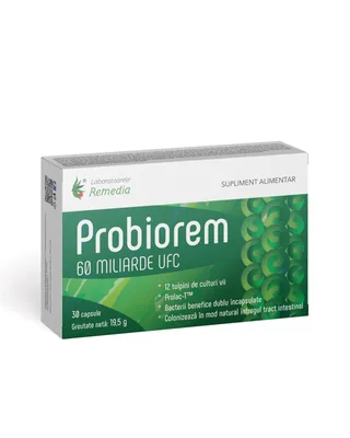 Probiorem 60 miliarde UFC, 30 capsule, Laboratoarele Remedia