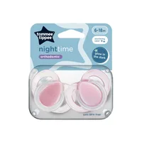 Suzeta ortodontica de noapte care lumineaza in intuneric 6-18 luni Roz, 2 bucati, Tommee Tippee