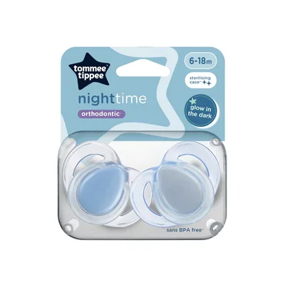 Suzeta ortodontica de noapte care lumineaza in intuneric pentru 6-18 luni, 2 bucati, Tommee Tippee