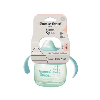 Cana  Starter Spout antiscurgere pentru 4 luni + cu cioc rezistent la muscaturi si manere usor de prins, 150ml, Tommee Tippee