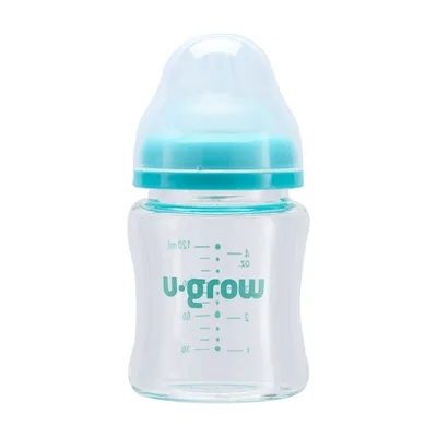 Pachet Biberon de sticla 120ml + Tetine 2 bucati, U-Grow