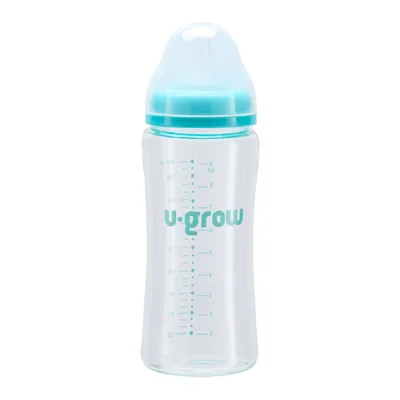 Pachet Biberon de sticla 180ml + Tentine 2 bucati, U-Grow
