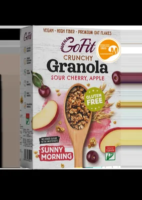 Granola cu cirese si mere fara gluten, 250g, Avena GoFit