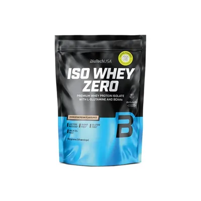 Pudra din izolat proteic din zer cu aroma de Cookies & Cream Iso Whey Zero, 454g, BioTechUSA