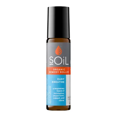Roll-on cu uleiuri esentiale pure organice Ecocert respiratie usoara Breathe, 10ml, Soil