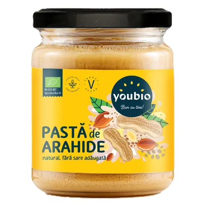 Pasta de arahide naturala ecologica, 250g, Youbio