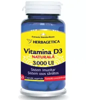 Vitamina D3 Naturala 3000 UI, 120 capsule vegetale, Herbagetica