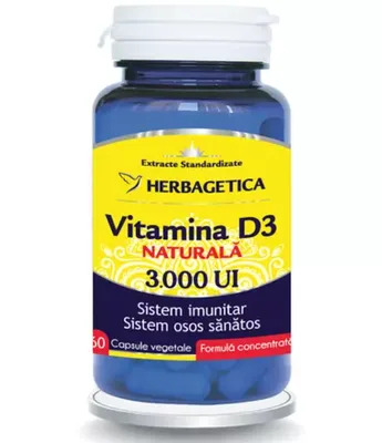 Vitamina D3 Naturala 3000 UI, 120 capsule vegetale, Herbagetica