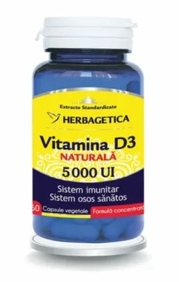 Vitamina D3 Naturala 5000 UI, 120 capsule vegetale, Herbagetica