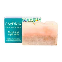 Sapun natural pentru fata si corp Menta si Argila verde, 90g, Savonia