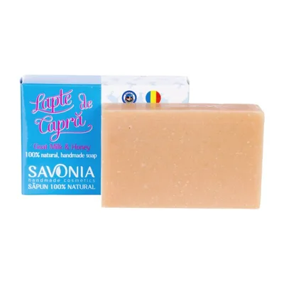 Sapun natural pentru fata maini si corp Lapte de capra si Miere, 90g, Savonia