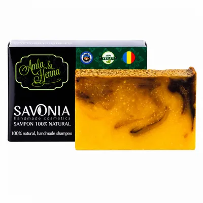 Sampon solid natural de amla si henna, 90g, Savonia