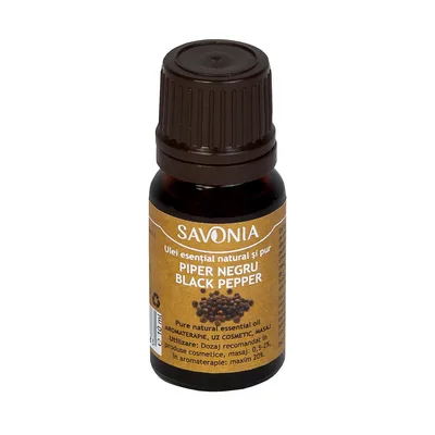 Ulei esential natural si pur de piper negru, 10ml, Savonia