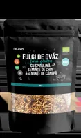 Fulgi de ovaz fini fara gluten cu spirulina, chia si seminte de canepa Eco, 200g, Niavis