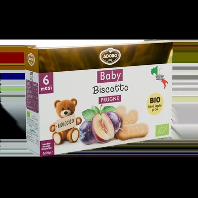 Biscuiti cu prune Bio 6 luni+, 2 x 125g, Adoro Bimbi