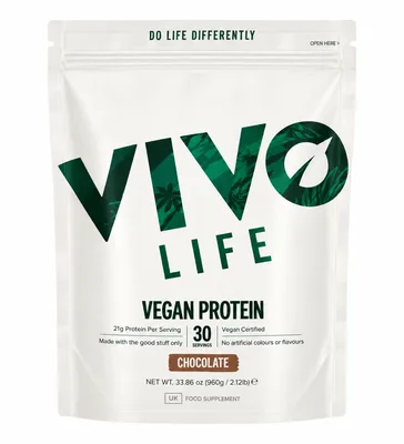 Proteine vegetale cu aroma de Ciocolata neagra Life, 960g, Vivo