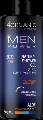 Gel de dus 3 in 1 Energy Men Power, 250ml, 4Organic