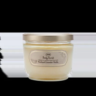 Exfoliant pentru corp Patchouli Lavander Vanilla, 600g, Sabon