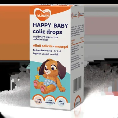 Happy Baby colic drops Alinan + 0 luni, 50ml, Fiterman