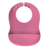 Bavetica roz din silicon moale, reglabila cu buzunar colector 25044, 1 bucata, Reer
