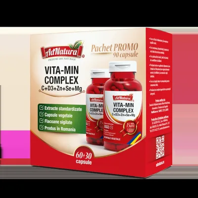 Complex VITA-MIN C+D3+Zn+Se+Mg, 30 capsule, AdNatura