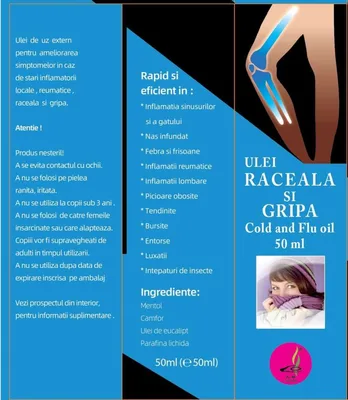 Ulei antireumatic Raceala si Gripa, 50ml, Naturalia Diet