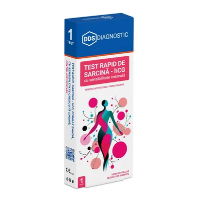 Test rapid de sarcina HCG cu sensibilitate crescuta format banda (urina) Autotestare, 1 bucata, DDS Diagnostic