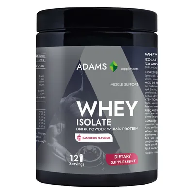 Pudra proteica cu aroma de zmeura Whey Isolate Protein, 908g, Adams Vision