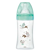 Biberon din sticla pentru initiere anti-colici 0-6 luni Debit 2 Pasari, 270ml, Dodie