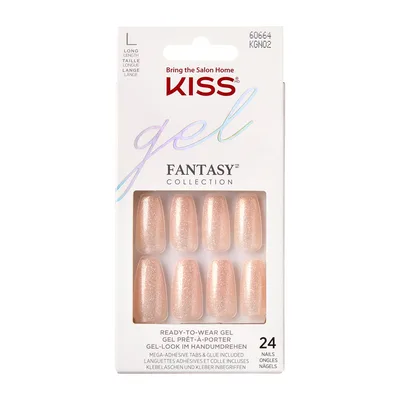 Unghii false Fantasy Glitter Rock Candy Long Coffin, 24 bucati, Kiss
