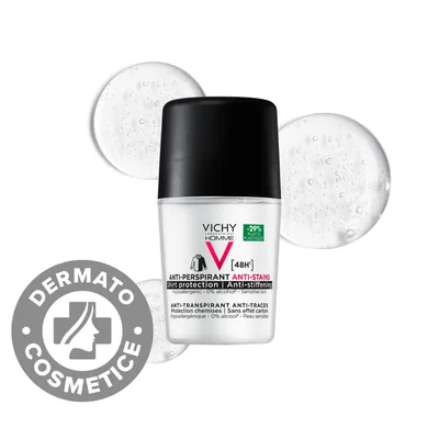 Deodorant roll-on pentru barbati anti-urme 48h Homme, 50ml, Vichy