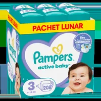 Scutece Active Baby Marimea 3 Midi pentru 6-10 kg, 208 bucati, Pampers