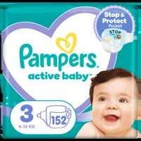 Scutece Active Baby Mega Box, Marimea 3, 6-10 kg, 152 bucati, Pampers