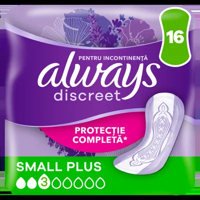 Absorbante pentru incontinenta urinara Discreet Small Plus, 16 bucati, Always