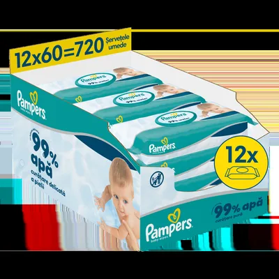 Servetele umede 99% apa cu lotiune usoara, 360 bucati, Pampers