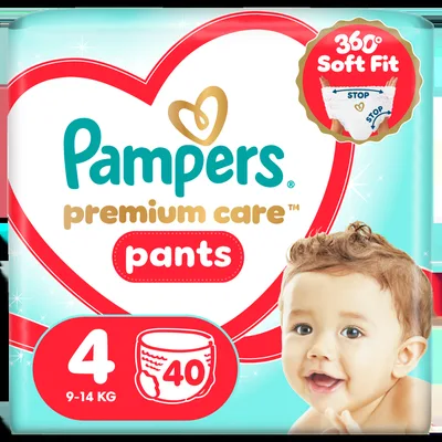 Scutece-chilotel Premium Care Pants Marimea 4 pentru 9-14 kg, 40 bucati, Pampers