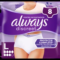Chiloti pentru incontinenta urinara Discreet 7 picaturi L, 8 bucati, Always