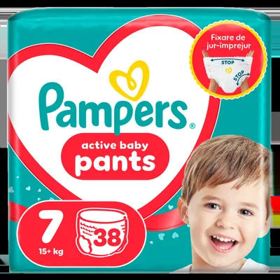 Scutece-chilotel Active Baby Marimea 7 pentru 15+ kg, 38 bucati, Pampers