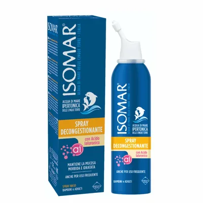 Spray nazal Isomar cu efect decongestionant cu apa de mare hipertonica si acid hialuronic 12+, 100ml, Euritalia