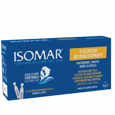 Picaturi pentru nas cu efect decongestionant cu apa de mare hipertonica 6+, 20 fiole x 5ml, Isomar