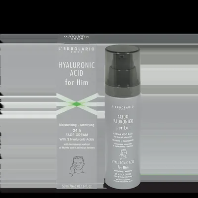 Crema de fata 24H hidratanta si matifianta cu acid hialuronic pentru barbati, 50ml