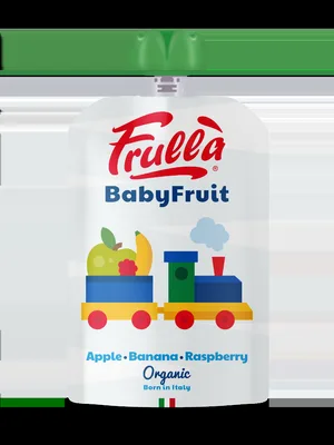 Piure pentru copii din mar banana si zmeura Baby Fruit Bio, 100g, Frulla