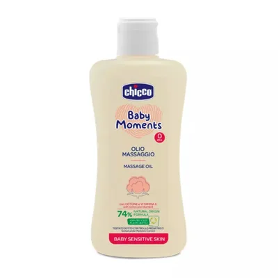 Ulei de masaj dermatologic Baby Moments Sensitive pentru +0 luni, 200ml, Chicco