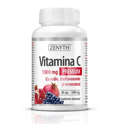 Vitamina C Premium cu rodie bioflavonoide si resveratrol, 30 capsule, Zenyth