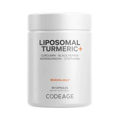 Turmeric lipozomal fermentat cu piper negru + curcumin si ghimbir CodeAge, 90 capsule, GNC