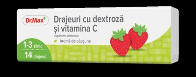 Dr. Max Drajeuri cu dextroza si vitamina C cu aroma de capsune, 14 drajeuri