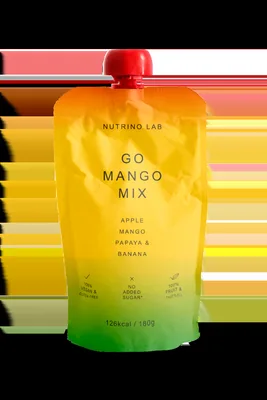 Piure pasteurizat din fructe cu mere mango papaya si banane, 180g, Nutrino Lab