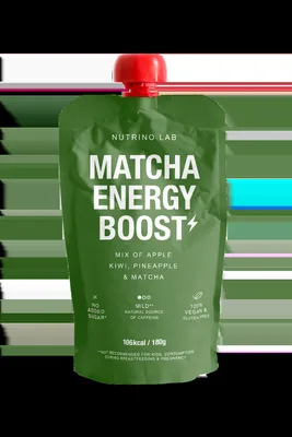 Piure pasteurizat din fructe cu mere kiwi ananas si pudra de matcha, 180g, Nutrino Lab