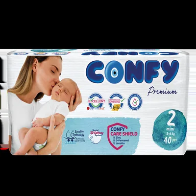 Scutece pentru copii Eco Premium Mini Nr. 2 pentru 3 – 6kg, 40 bucati, Confy