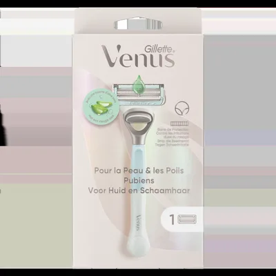 Set aparat de ras pentru zona intima + Rezerva Venus Satin Care, 1 bucata, Gillette
